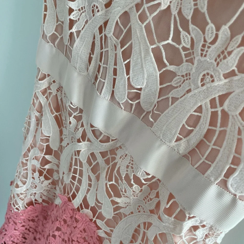 Maje White, Pink, and Red Lace Dress - Picture 7 of 8